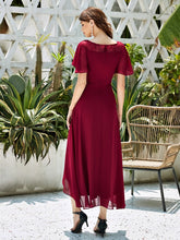 Load image into Gallery viewer, Color=Burgundy | Women&#39;S Casual Boat Neck A-Line Midi Dress Wholesale-Burgundy 2