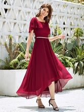 Load image into Gallery viewer, Color=Burgundy | Women&#39;S Casual Boat Neck A-Line Midi Dress Wholesale-Burgundy 3
