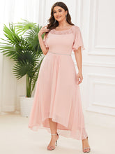 Load image into Gallery viewer, Color=Pink | Women&#39;S Casual Boat Neck A-Line Midi Dress Wholesale-Pink 4
