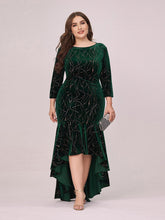 Load image into Gallery viewer, Color=Dark Green | Elegant Plus Size Bodycon High-Low Velvet Party Dress-Dark Green 1