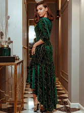 Load image into Gallery viewer, Color=Dark Green | Elegant Plus Size Bodycon High-Low Velvet Party Dress-Dark Green 3