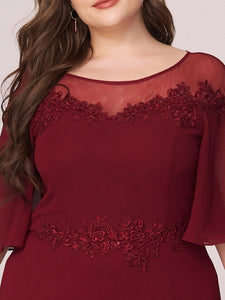 Color=Burgundy | Women'S Fluttering A-Line Wholesale Chiffon Plus Size Evening Dress-Burgundy 5