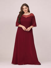 Load image into Gallery viewer, Color=Burgundy | Women&#39;S Fluttering A-Line Wholesale Chiffon Plus Size Evening Dress-Burgundy 1