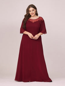 Color=Burgundy | Women'S Fluttering A-Line Wholesale Chiffon Plus Size Evening Dress-Burgundy 1