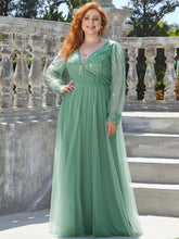 Load image into Gallery viewer, Color=Green Bean | Adorable A Line Plus Size V Neck Wholesale Women Dresses-Green Bean 1
