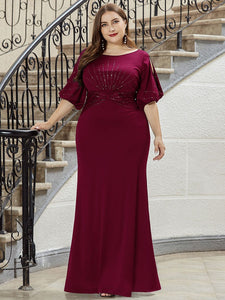 Color=Burgundy | Simple Maxi Plus Size Mermaid Party Dresses For Women-Burgundy 5