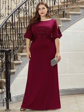 Load image into Gallery viewer, Color=Burgundy | Simple Maxi Plus Size Mermaid Party Dresses For Women-Burgundy 5