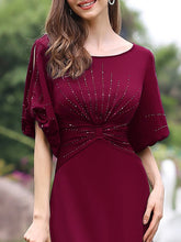 Load image into Gallery viewer, Color=Burgundy | Trendy Round Neck Floor Length Evening Dress For Women-Burgundy 5
