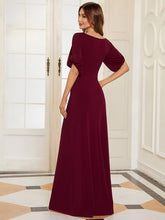 Load image into Gallery viewer, Color=Burgundy | Trendy Round Neck Floor Length Evening Dress For Women-Burgundy 2