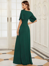 Load image into Gallery viewer, Color=Dark Green | Trendy Round Neck Floor Length Evening Dress For Women-Dark Green 2