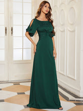 Load image into Gallery viewer, Color=Dark Green | Trendy Round Neck Floor Length Evening Dress For Women-Dark Green 4