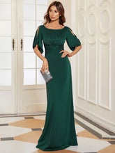 Load image into Gallery viewer, Color=Dark Green | Trendy Round Neck Floor Length Evening Dress For Women-Dark Green 1