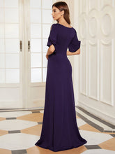 Load image into Gallery viewer, Color=Dark Purple | Trendy Round Neck Floor Length Evening Dress For Women-Dark Purple 2