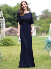 Load image into Gallery viewer, Color=Navy Blue | Trendy Round Neck Wholesale Floor Length Evening Dress-Navy Blue 10