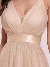 Load image into Gallery viewer, Color=Blush | Sexy Floor Length Deep V-Neck A-Line Tulle Backless Evening Dresses-Blush 5