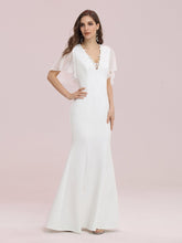 Load image into Gallery viewer, Color=Cream | Elegant Floor Length Deep V-Neck Mermaid Evening Dresses-Cream 2