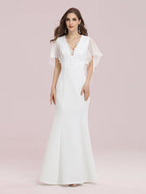 Load image into Gallery viewer, Color=Cream | Elegant Floor Length Deep V-Neck Mermaid Evening Dresses-Cream 1