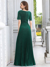 Load image into Gallery viewer, Color=Dark Green | Charming Deep V-Neck Floor Length Evening Dress With Pleated Decoration-Dark Green 5