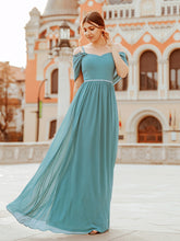 Load image into Gallery viewer, Color=Dusty blue | Pretty Floor Length Bridesmaid Dress With Spaghetti Straps-Dusty Blue 1