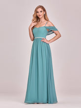 Load image into Gallery viewer, Color=Dusty blue | Pretty Floor Length Bridesmaid Dress With Spaghetti Straps-Dusty Blue 5