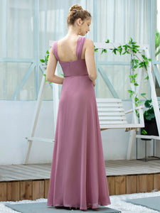 Color=Purple Orchid | Elegant Floor Length Ruched Chiffon Bridesmaid Dresses-Purple Orchid 2