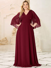 Load image into Gallery viewer, Color=Burgundy | Elegant Plus Size Floor Length Bridesmaid Dresses With Wraps-Burgundy 4