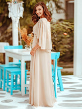 Load image into Gallery viewer, Color=Blush | Elegant V Neck Flowy Chiffon Bridesmaid Dresses With Wraps-Blush 2