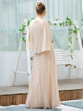 Load image into Gallery viewer, Color=Blush | Elegant V Neck Flowy Chiffon Bridesmaid Dresses With Wraps-Blush 13