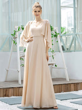 Load image into Gallery viewer, Color=Blush | Elegant V Neck Flowy Chiffon Bridesmaid Dresses With Wraps-Blush 15