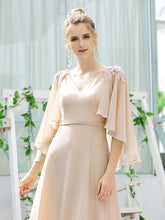 Load image into Gallery viewer, Color=Blush | Elegant V Neck Flowy Chiffon Bridesmaid Dresses With Wraps-Blush 16