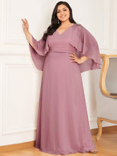 Load image into Gallery viewer, Color=Orchid | Elegant Plus Size Floor Length Bridesmaid Dresses With Wraps-Orchid 4