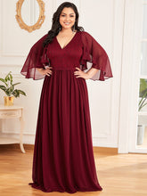 Load image into Gallery viewer, Color=Burgundy | Women&#39;S Wholesale Deep V Neck Plus Size Evening Dress With Lace-Burgundy 3