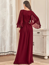 Load image into Gallery viewer, Color=Burgundy | Women&#39;S Wholesale Deep V Neck Plus Size Evening Dress With Lace-Burgundy 2