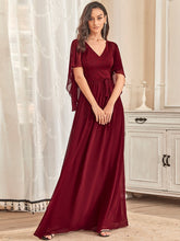 Load image into Gallery viewer, Color=Burgundy | Women&#39;S Wholesale Deep V Neck Plus Size Evening Dress With Lace-Burgundy 4