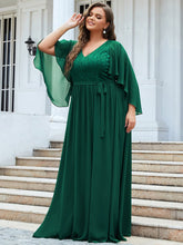 Load image into Gallery viewer, Color=Dark Green | Women&#39;S Wholesale Deep V Neck Plus Size Evening Dress With Lace-Dark Green 4