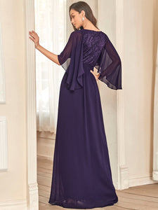 Color=Dark Purple | Women'S Wholesale Deep V Neck Plus Size Evening Dress With Lace-Dark Purple 2