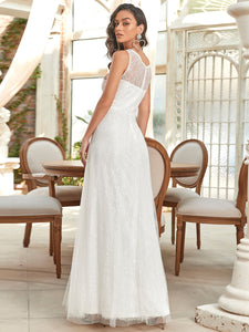 Color=Cream | Gorgeous Round Neck A-Line Lace & Tulle Wedding Dresses-Cream 13