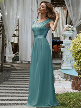Load image into Gallery viewer, Color=Dusty blue | Wholesale Pretty Fahion Bridesmaid Dresses With Lace-Dusty blue 7