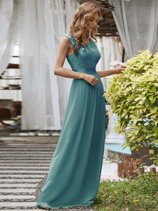 Color=Dusty blue | Wholesale Pretty Fahion Bridesmaid Dresses With Lace-Dusty blue 8