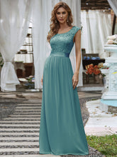 Load image into Gallery viewer, Color=Dusty blue | Wholesale Pretty Fahion Bridesmaid Dresses With Lace-Dusty blue 5
