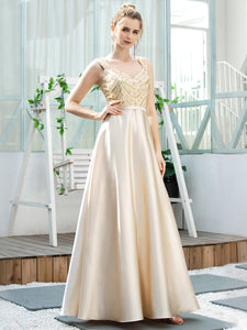 Color=Gold | Romantic A-Line Floor Length Sequins Beaded Satin Prom Dress-Gold 3