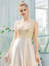 Load image into Gallery viewer, Color=Gold | Romantic A-Line Floor Length Sequins Beaded Satin Prom Dress-Gold 5
