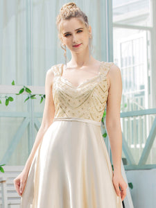 Color=Gold | Romantic A-Line Floor Length Sequins Beaded Satin Prom Dress-Gold 5