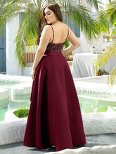 Load image into Gallery viewer, Color=Burgundy | Sparkly Plus Size Prom Dresses For Women With Irregular Hem-Burgundy 2