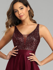 Color=Burgundy | Sexy Backless Sparkly Prom Dresses For Women With Irregular Hem-Burgundy 5