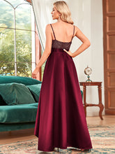 Load image into Gallery viewer, Color=Burgundy | Sexy Backless Sparkly Prom Dresses For Women With Irregular Hem-Burgundy 2