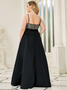 Color=Black | Sparkly Plus Size Prom Dresses For Women With Irregular Hem-Black 2