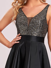 Load image into Gallery viewer, Color=Black | Sexy Backless Sparkly Prom Dresses For Women With Irregular Hem-Black 5