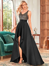 Load image into Gallery viewer, Color=Black | Sexy Backless Sparkly Prom Dresses For Women With Irregular Hem-Black 4