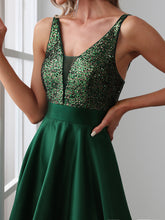 Load image into Gallery viewer, Color=Dark Green | Sexy Backless Sparkly Prom Dresses For Women With Irregular Hem-Dark Green 5